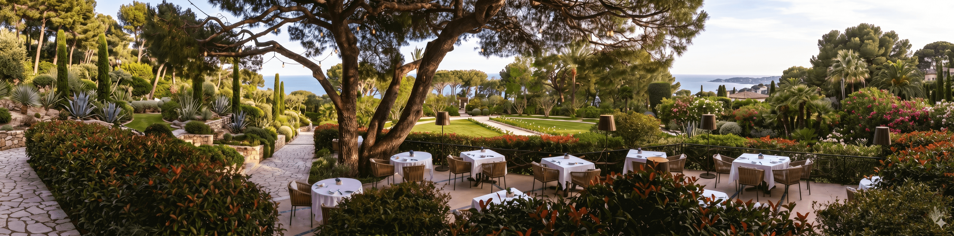 Restaurant en terrasse avec vue sur la mer