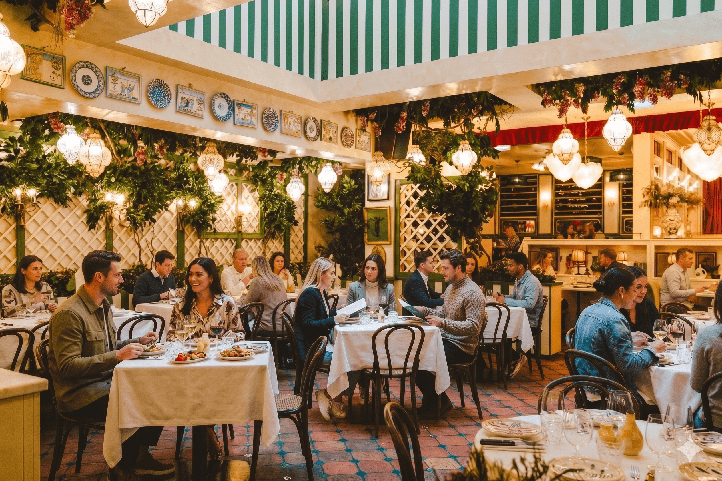 Warm bistro ambiance
